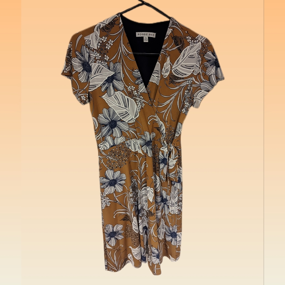 Robbie Bee Embroidered Faux Wrap Dress